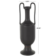 DecMode 20 Fluted Urn Shaped Black Ceramic Vase with Arch Handles
