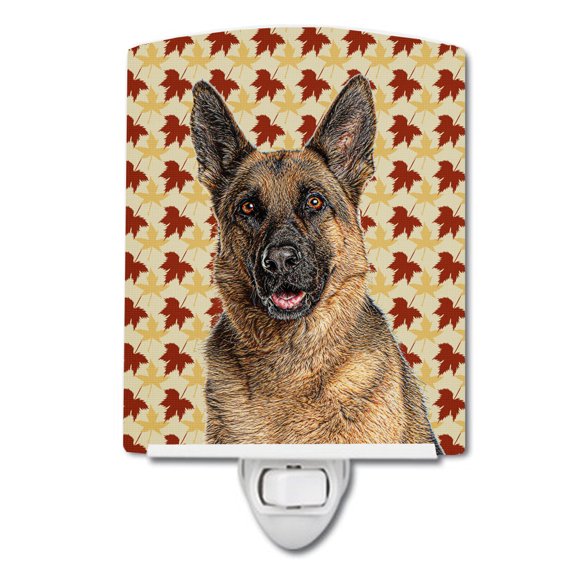 Caroline's Treasures KJ1208CNL Fall Leaves German Shepherd Ceramic Night Light, 6x4x3", multicolor