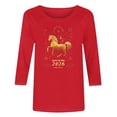 thumbnail image 6 of Jsaierl Womens 3/4 Sleeve Tops Summer Round Neck Shirts Cute Print Petite Blouses Soft Loose Fit T-shirts Top S-5XL, 6 of 6