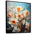 thumbnail image 2 of Designart "Gray And White Daffodils In Bold Colors I" Daffodils Floater Framed Wall Art Living Room, 2 of 5
