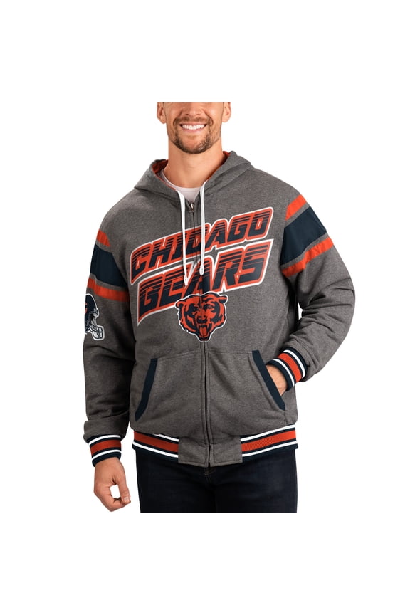 Men's G-III Sports by Carl Banks Navy/Gray Chicago Bears Extreme Full Back Reversible Hoodie Full-Zip Jacket