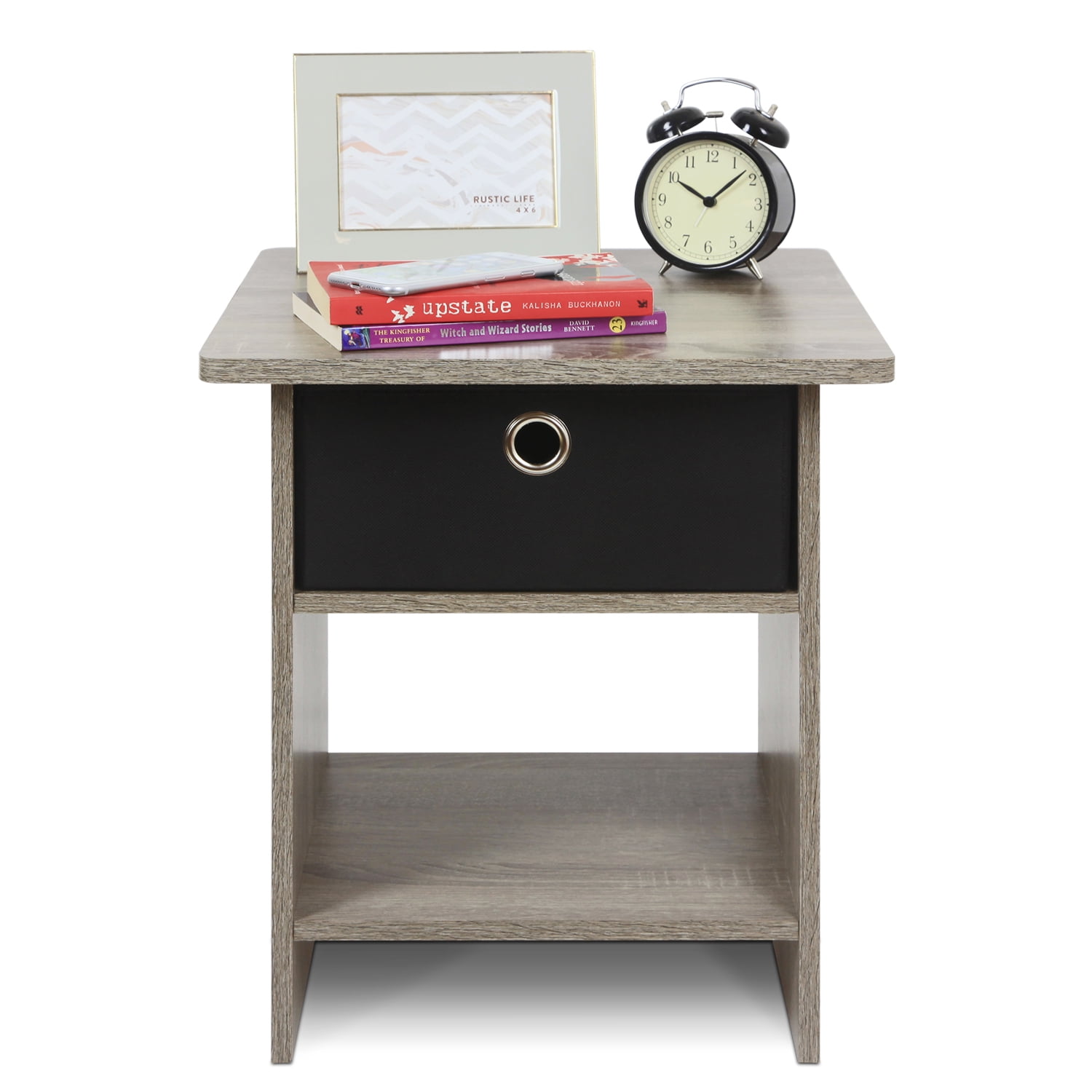 Furinno 10004 End Table Nightstand Storage Shelf with Bin Drawer by Furinno
