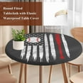 thumbnail image 5 of Baseball USA Flag Round Fitted Tablecloth with Elastic Edge, Distressed Vintage Red White Baseball Bat U.S. Flag Grey Stretch Table Covers for 45"-54" Tables Wipeable Table Cloth for Outdoor, 5 of 9