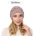 thumbnail image 6 of UDIYO Beanie Hat Double-layers Pearl Rhinestone Decor Baggy Slouchy Keep Warm Thin Spring Autumn Winter Women Skull Cap for Outdoor, 6 of 8