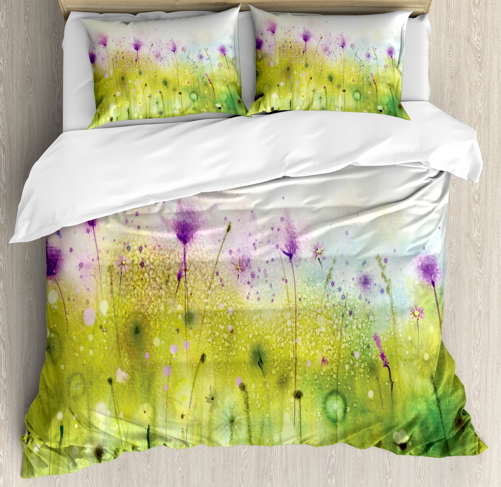 Watercolor Duvet Cover Set Abstract Blurred View Of Purple Cosmos