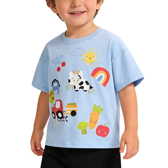T-shirts à Manches Courtes pour Garçons Col Rond Imprimé 1 Pce