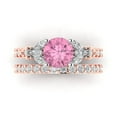 thumbnail image 2 of Clara Pucci 14K Rose/White Gold 2.94 Simulated Pink Diamond Engraveable Engagement Ring + Wedding Band Set, 2 of 7
