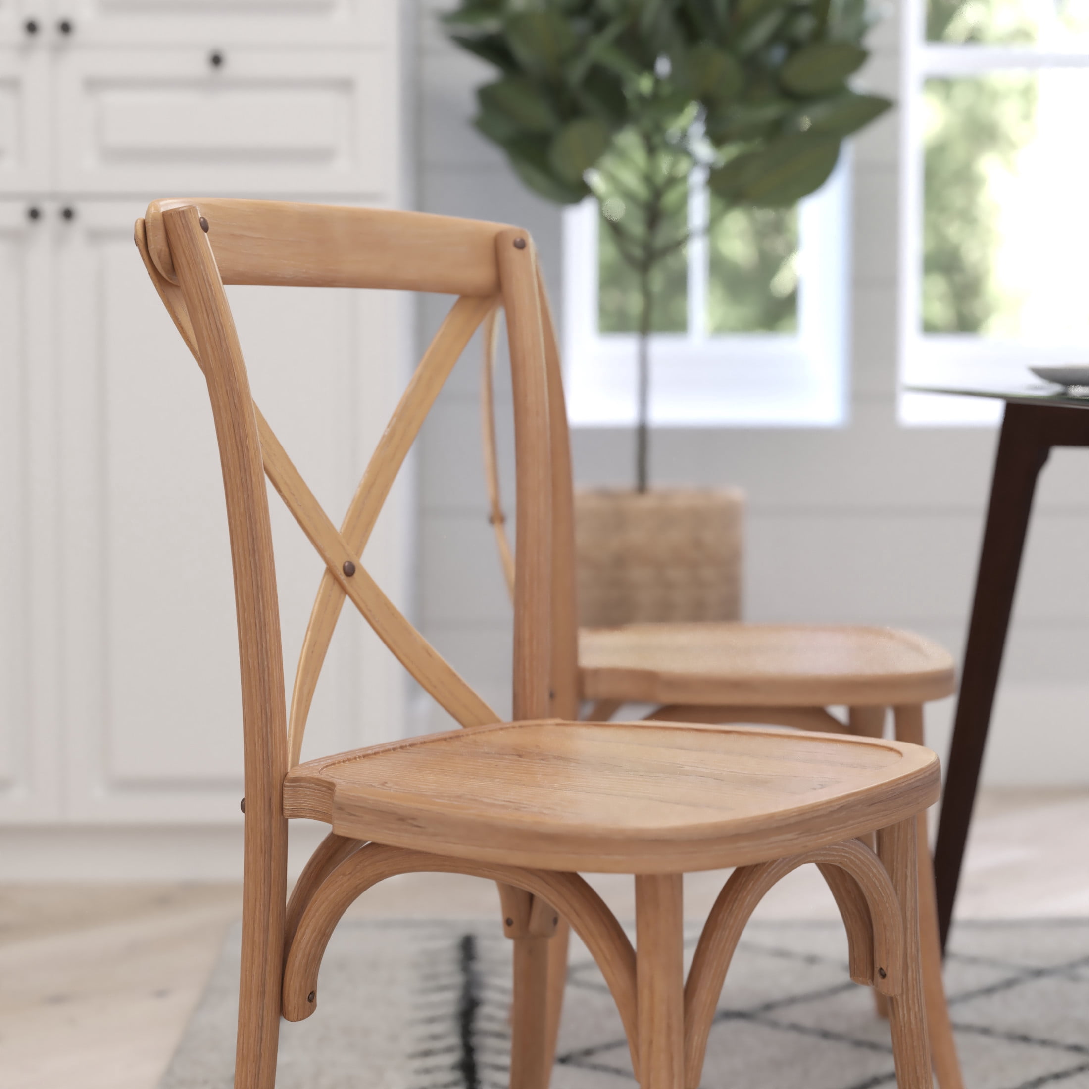 Merrick Lane X-Back Bistro Style Wooden High Back Dining Chair in Driftwood