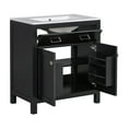 thumbnail image 4 of 60" Black Bathroom Furniture, Double Sinks, Adjustable Shelf, Gracefully Closing Doors, Flip Drawer - Exquisite Sanctuary Sink Vanity, Ceramic Seamlessly Sophisticated, 4 of 7