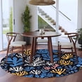 thumbnail image 4 of Vintage Blue Coral Round Area&nbsp;Rug 8ft Coastal Hand Painted Style Marine Life Ocean Non-Slip&nbsp;Washable Circle Rugs Soft Felt Indoor Floor Mat for Bedroom Kitchen Living Room Bathroom, 4 of 9