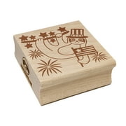 Patriotic Sloth July 4th Independence Day USA United States of America Square Rubber Stamp Stamping Scrapbooking Crafting - Medium 1.75in