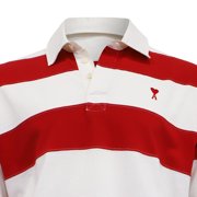 Ami Striped Ami de Cœur Long Sleeve Polo Shirt in Red and White Cotton