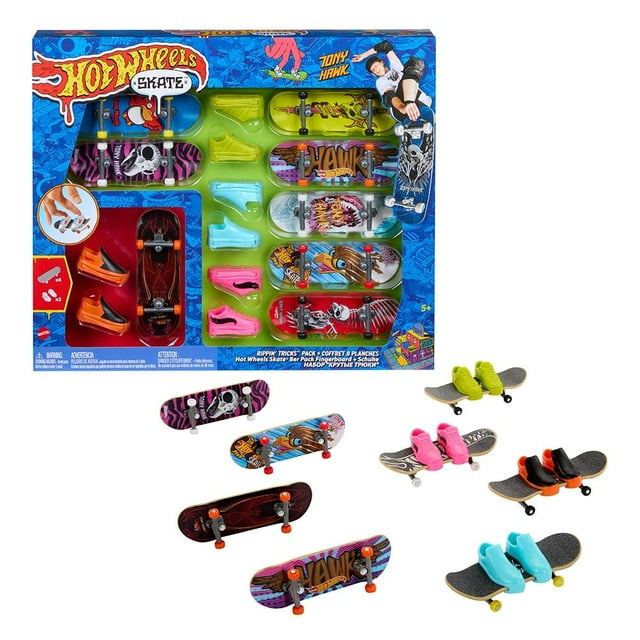 Vehículo de juguete Hot Wheels Skate Paquete de 8 Fingerboards con Tenis