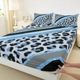 thumbnail image 3 of Homewish Fashion Cheetah Print Full Size Sheets, Leopard Wildlife Bed Sheets, Blue Abstract Stripes Sheet Sets, Lightweight Room Decor, 4-Piece, 3 of 7