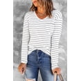 thumbnail image 1 of Women's Striped V Neck Long Sleeve Top, 1 of 5