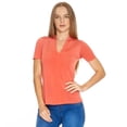 thumbnail image 2 of Blusa Mujer Moda Casual Lisa Cuello V Manga Corta Coral coral CH Incógnita 330590, 2 of 6