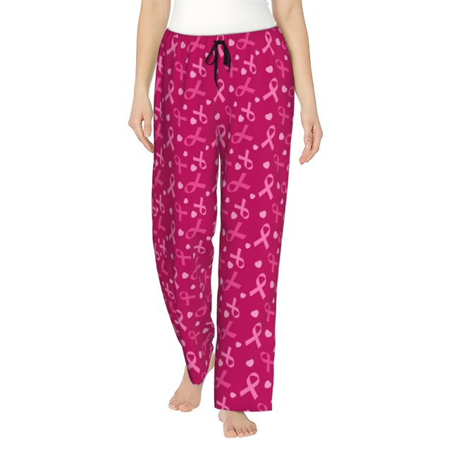 Balery Breast Cancer Awareness6 Pantalones de pijama para mujer, pijamas ultraligeros, pantalones de estar por casa-3X-Large