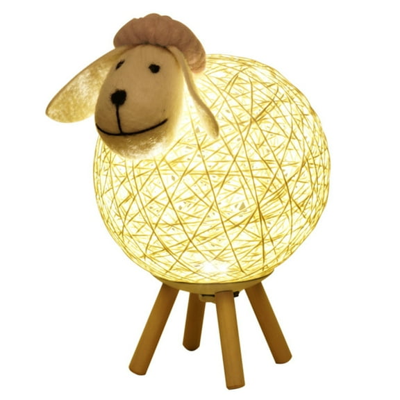 TFixol Gardening Gift Dimming LEDs Night Light for Kids Cute Sheep Yarn-ball Design Hand-woven Lampshade Moon Lamp Nursery Lamp USB Baby Nightlight for Bedroom Home Indoor Decoration