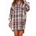 thumbnail image 2 of Plaid Flannel Shirts for Women Oversized Long Sleeve Button Down Shirt Dresses Shacket Blouse Tops Pink L, 2 of 8
