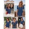 thumbnail image 5 of MOYIKO Blouses for Women T Shirts Pleated Button Puff Short Sleeve Shirts Dressy Casual V Neck Tunic Tops Summer Shirts, 5 of 7