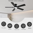 thumbnail image 2 of GJeg Ceiling Fans with Lights, 52 Inch Low Profile Ceiling Fan with Light and Remote, Flush Mount Ceiling Fan, 3CCT, Dimmable, Noiseless, Ceiling Light Fan for Bedroom, Indoor/Outdoor Use,Black C108, 2 of 3