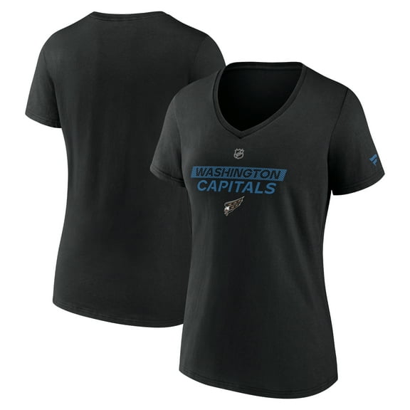 Women's Fanatics Black Washington Capitals Authentic Pro Alt Logo V-Neck T-Shirt