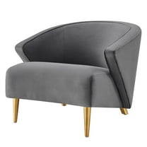 Armchair Accent Chair, Grey Gray, Velvet, Modern Contemporary, Mid Century Living Hotel Lounge Cafe Lobby
