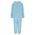 thumbnail image 3 of SUYIDA Flannel Winter Pajamas for Women,Cozy Set With Hooded Pullover And Comfy Pants Featuring Convenient Pocket For Relaxation And Everyday Wear - Light Blue, 3 of 5