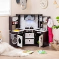 thumbnail image 2 of Costway Wooden Kids Play Corner Kitchen with Realistic Lights & Sounds Lighted Range Hood Brown, 2 of 10