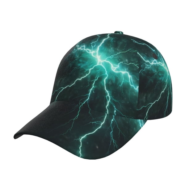 Fotbe Green Lightning Flash Gorro Clásico de Béisbol, Gorra Ajustable con Broche Snapback, Gorro de Exterior de Algodón Suave