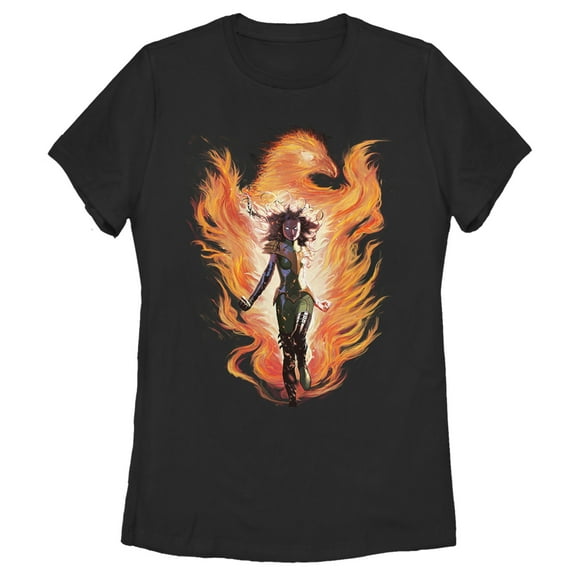 Women's Marvel X-Men Rise Of The Dark Phoenix Flames  Graphic Tee Black Large