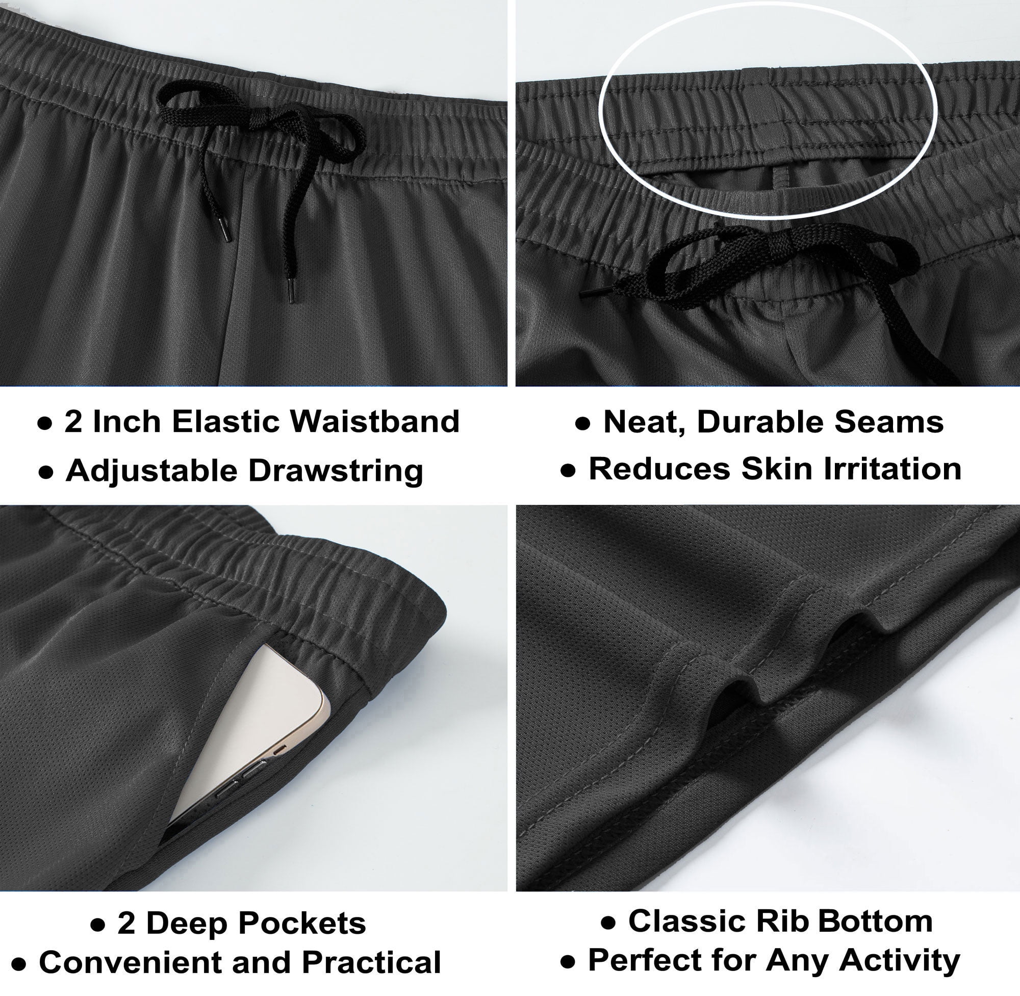 ASUDESIRE 5 Pack Men's Athletic Shorts Mesh Workout Gym Activewear Basketball Shorts 8" Inseam With Pockets