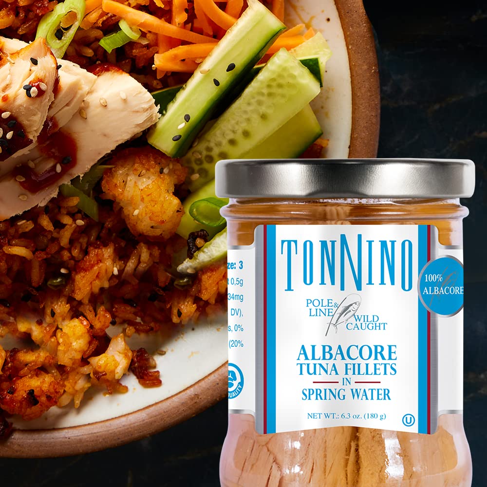 (Pack of 6), Tonnino Albacore Tuna Fillets in Spring Water, 6.3 oz