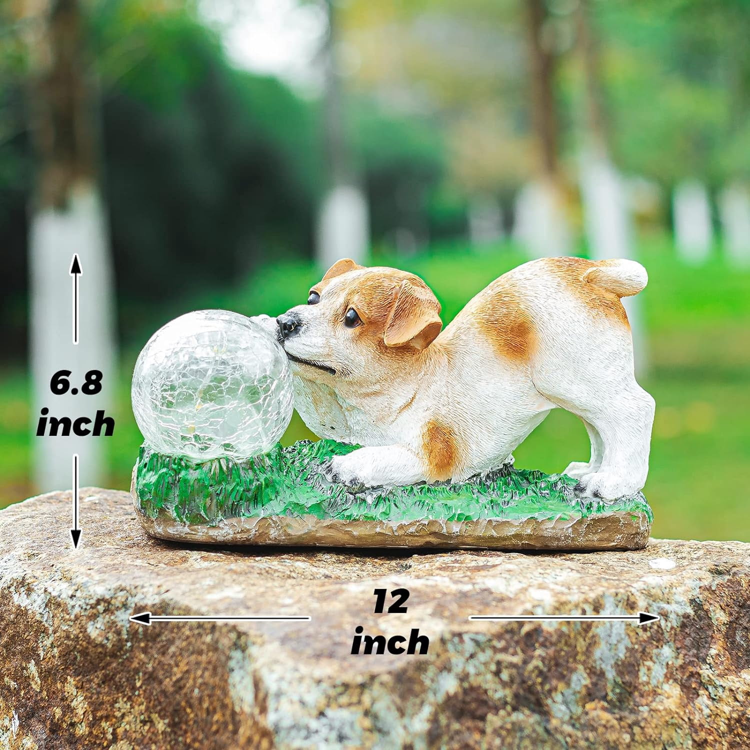 Solar Garden Dog  Statues - Garden Art Decoration Solar Lights Resin Outdoor Statue for Patio, Garden, Lawn