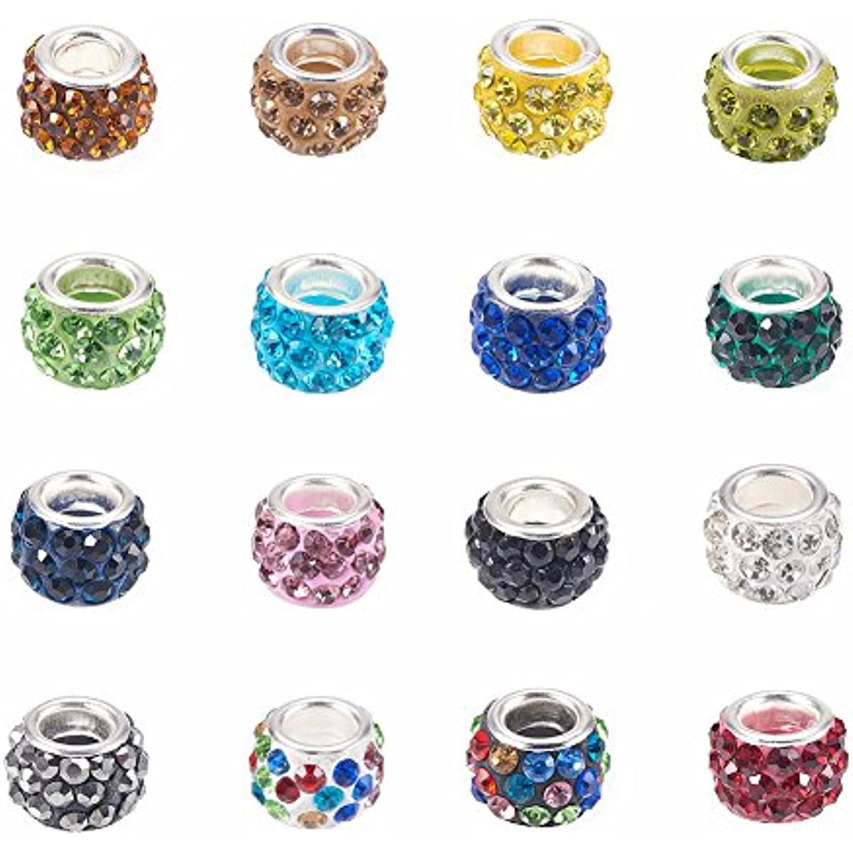 100pcs Mixed Color Pave Crystal Clay Beads Rhinestone Large Hole