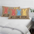 thumbnail image 3 of Easter Bunny Pillow Covers, Linen Long Throw Pillow Case, Spring Modern Colorful Bunnies Brown Holiday Pillow Protector Decorative Cushion Cover for Living Room/Bedroom 12" x 20", 3 of 8