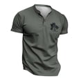 thumbnail image 4 of Men's Henley T-Shirts Summer Stylish Palm Tree Print Button Up Short Sleeve Tees Classic Muscle Fit Athletic Pullover Tops Z002-Grey 3XL, 4 of 4