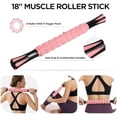 thumbnail image 2 of Muscle Roller & Massage Roller Stick for Athletes - Lymphatic Drainage Support, Relieves Muscle Soreness, Cramping & Tightness - Targets Legs, Arms, Back & Calves （Pink - 18inch）, 2 of 7