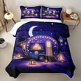 thumbnail image 2 of Castle Fairy Magical Camper Quilt Full for Girls,Starry Night Print Full Bedspread Sets for Bedroom,Purple Black, 2 of 7