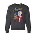 thumbnail image 1 of Wild Bobby, Betty Boop America Land of the Free Home of the Brave Betty Boop Unisex Crewneck Sweatshirt, Heather Black, Medium, 1 of 5