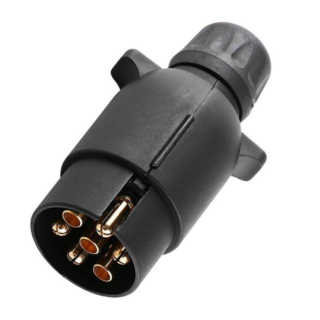 7 Pin Trailer Plug, 7 Pole Trailer Electrical Connector 12V N Type Towbar Towing Trailer Socket Wiring Adapter for Caravan Truck RV Black