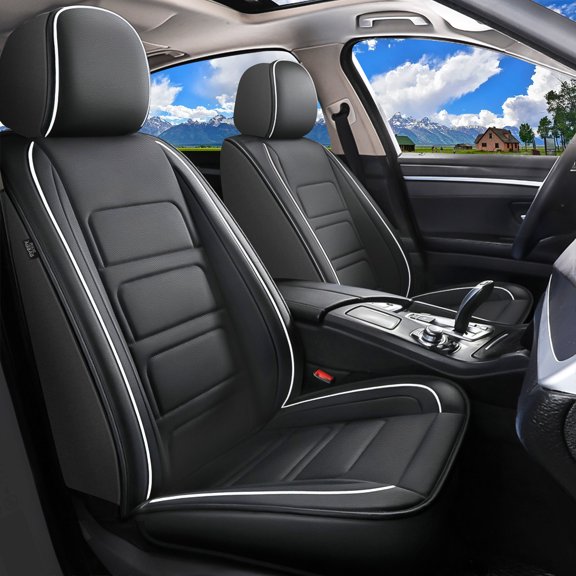 HQBQBUG Car Seat Covers Custom Fit for Chevrolet/Chevy Equinox 2007-2025:Front Set Waterproof Leather Seat Cushion Protector,Luxury Auto Interior Accessories Black,Front Seat