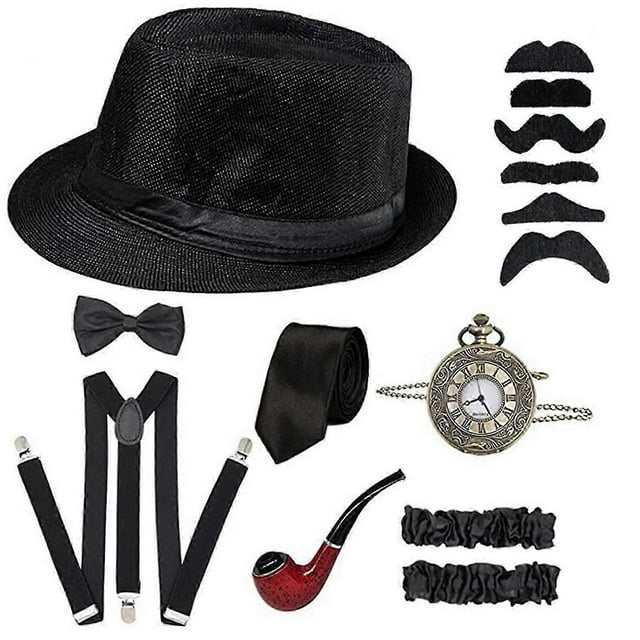 1920s Men Costume Accessories Set Gatsby Gangster Roaring Retro 20s Cosplay Sets
