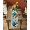 thumbnail image 4 of Teal Coastal Turtle Burlap Cotton Table Runner 16x72 Inches Long, Vintage Watercolor Marine Life Farmhouse Table Runners, Outdoor Dining Tablecloths Decor for Baby Shower/Party/Wedding, 4 of 6