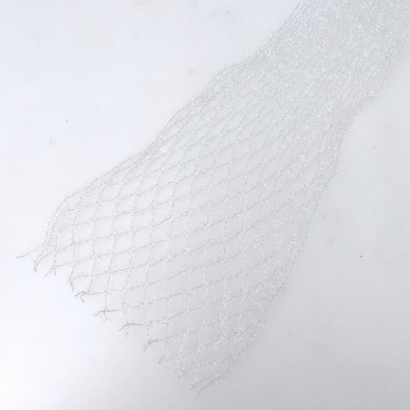 NAMZI Stretchable Glitter Diamond Mesh Ribbon Wired Ribbon Wide 2.5" to 6" for Christmas Tree,Wreaths Supplies,Home Decor, Gift Wrapping,DIY Crafts, 2.5” x 5 Yards x 1 Rolls, White