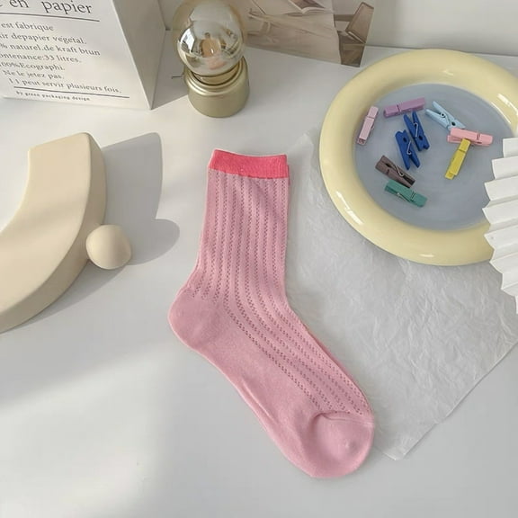 ERDOUY 3 Pairs Women's Thin Cotton Socks,Soft Cotton Bootie Socks Women Above Ankle Crew Socks (Pink)