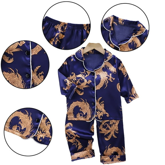 Godderr Kids Toddler 2Pcs Satin Pajamas Sets for Girls Boys,Baby Newborn Button-Down Satin Pajamas Pjs Cartoon Short Sleeve Silk Loungewear Nightwear 2 Piece Lounge Sleepwear Sets for 18M-8Y