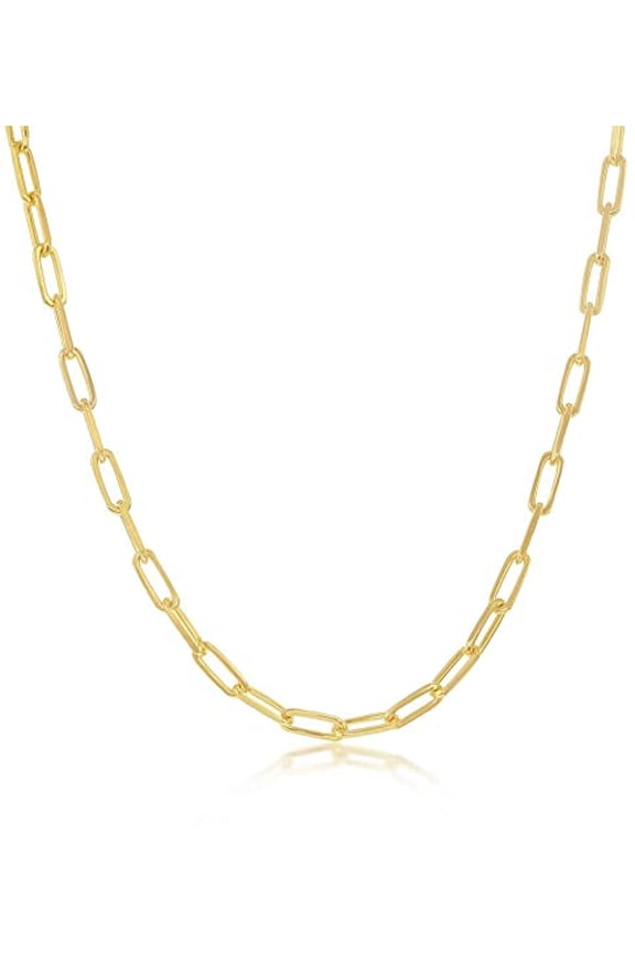 Gold Plated Paperclip Chain Italian Made Necklace, 1.8mm, 22.0"