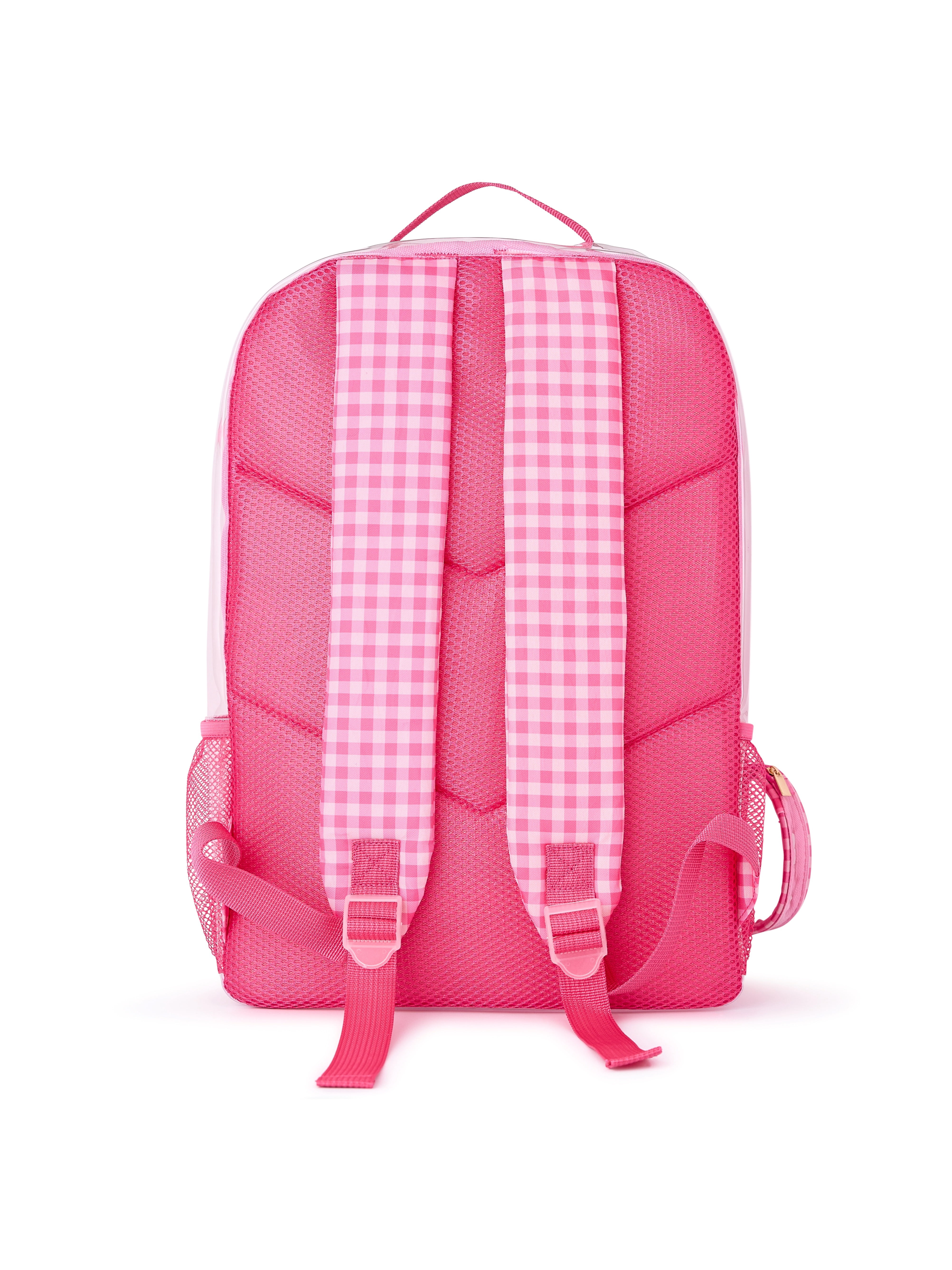 Packed Party Girls' Clear Check Me Out Backpack, Pink Gingham