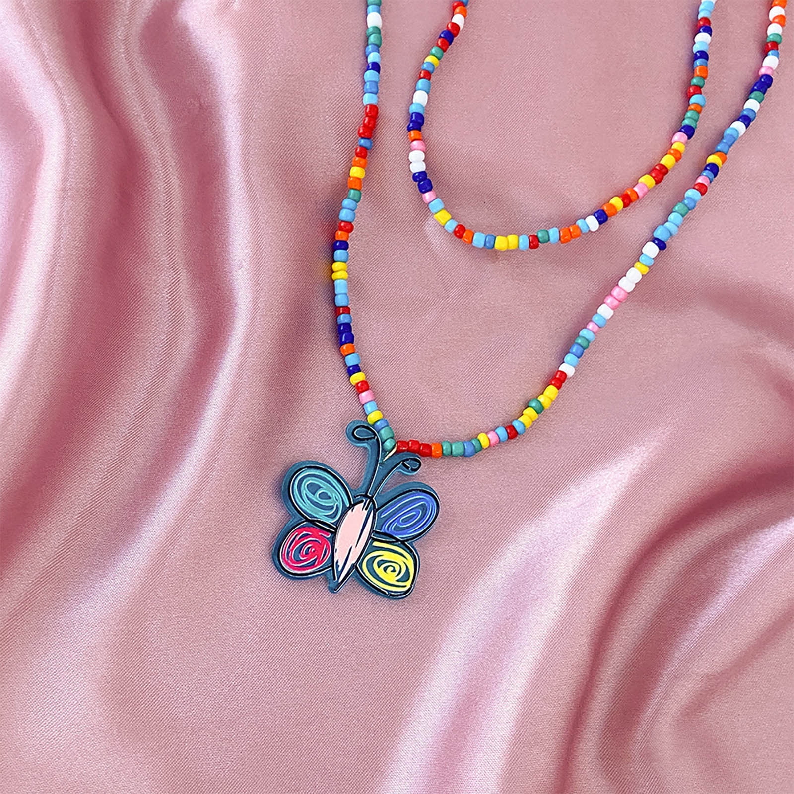 1980's Large Mod Karla Jordon Colorful Beaded Necklace - Ruby Lane